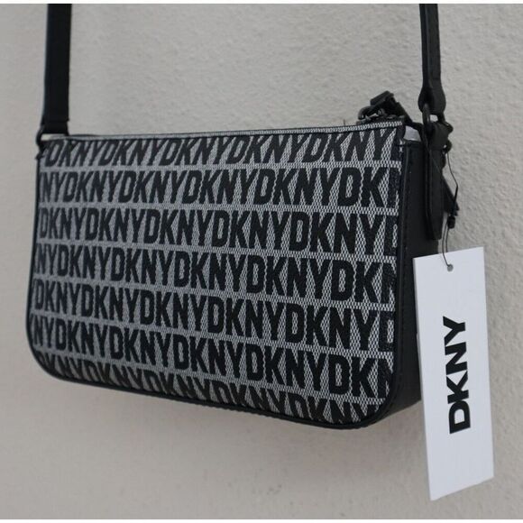 DKNY WMN's Demi White/Black Logo Bryant Park w/Chain Shoulder Crossbody Bag - Picture 7 of 14